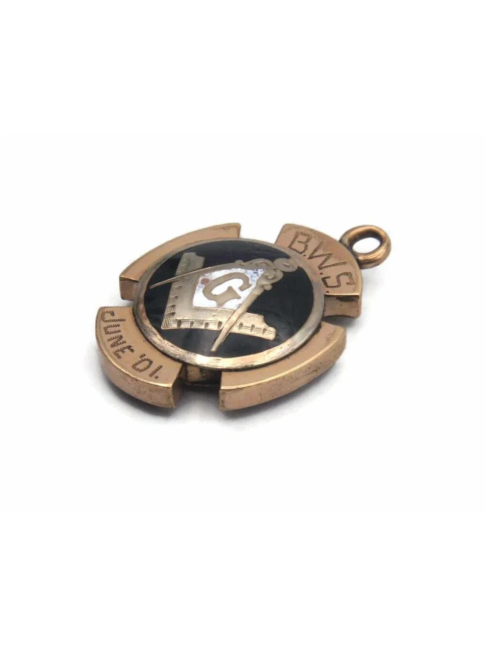 Antique 1901 FLT Odd Fellows Masonic Signet Double Sided Fob, Gold Plated & Onyx